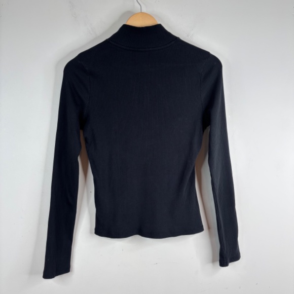 Maeve Anthropologie Black Ribbed Mock neck Turtleneck S Long Sleeve Stretch 90s - Picture 4 of 9
